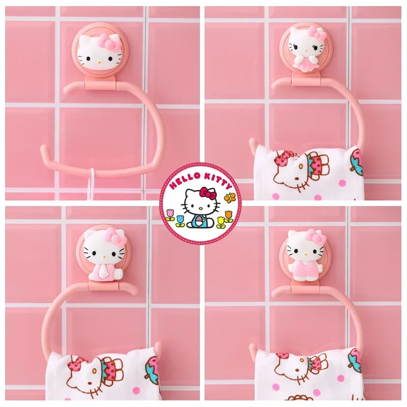 Hello Kitty Kitchen Tissue Holder Cartoon Cute Paper Towel Holder Rack Kitchen Rag Bathroom Towel Rack Portable Hook Holder Gift