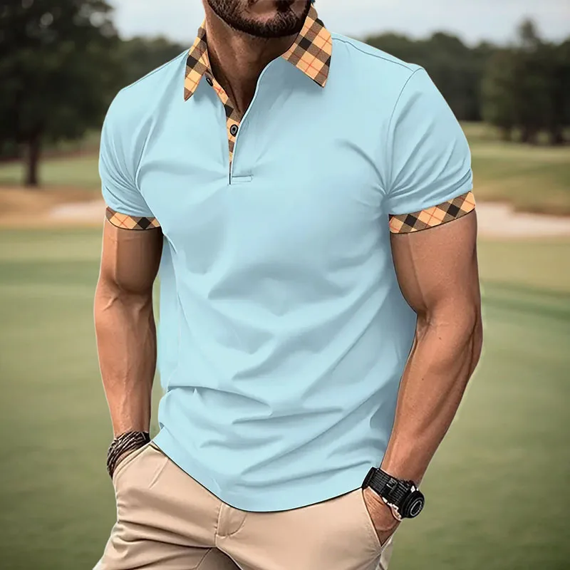 Polo de manga corta para hombre, camiseta transpirable informal de oficina de negocios de verano, camiseta europea y americana de talla grande