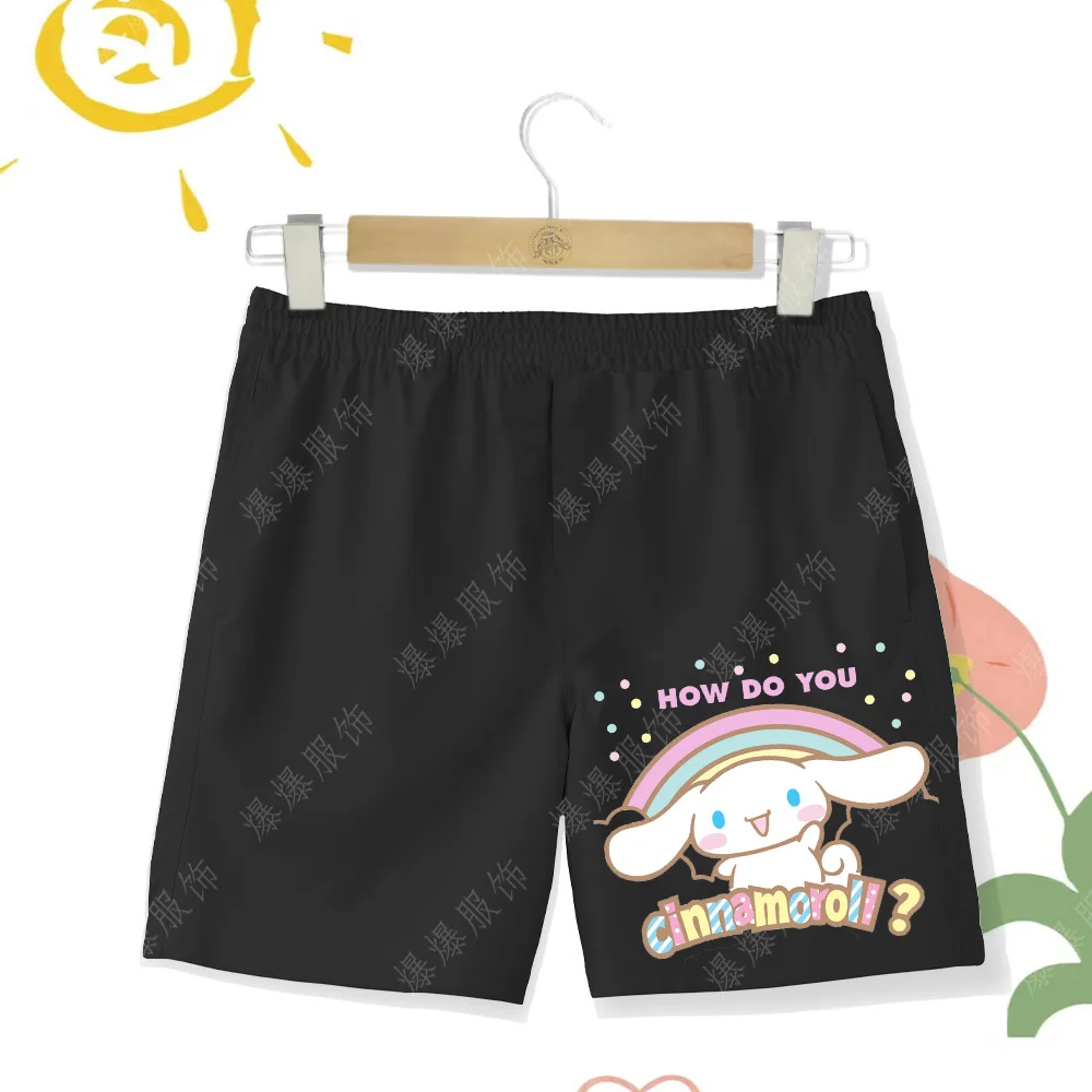 Children's High Quality Multicolor Sanrio Printed Cinnamoroll Beach Pants Comfortable Casual, Breathable Kid Shorts Quick Drying