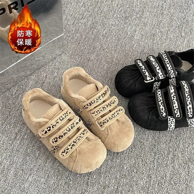 

Зимние кроссовки на нечеткой подкладке, хаки, кроссовки с леопардовым принтом, теплая обувь на флисовой подкладке, повседневные кроссовки на платформе для бега, массивные кроссовки