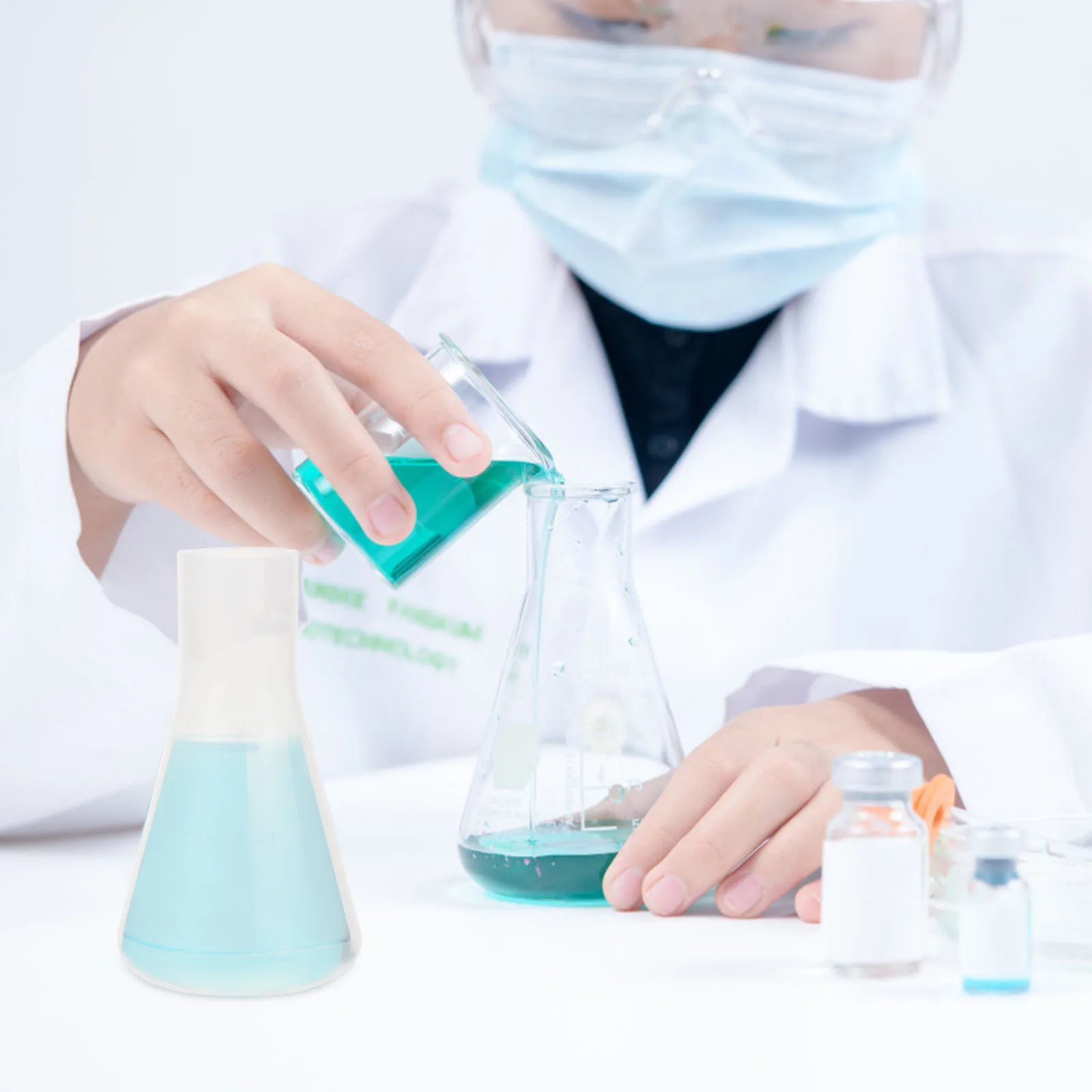 10 Pcs Conical Flask Experimental Beaker Laboratory Plastic Lightweight Scale Flask for Chemistry School Lab Use