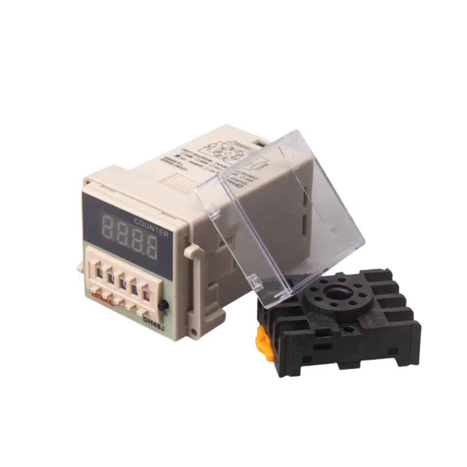 DH48J-A 1-9999 (x1 x10 x100) 30cps Digital Counter Relay DC 24V w Base Socket