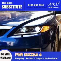 AKD Head Lamp for Mazda 6 LED Headlight 2004-2012 Headlights Mazda6  ADRL Turn Signal High Beam Angel Eye Projector Lens