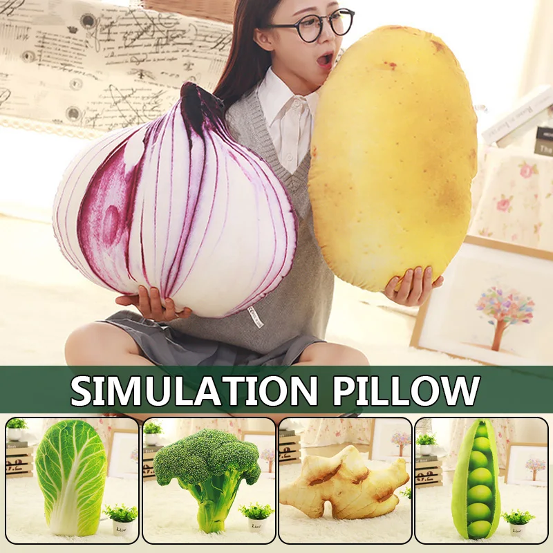 Creative Simulation Vegetable Pillow Cushion Vegetable Plush Dolls Ginger Potato Broccoli Cabbage Pea Pepper Cushion