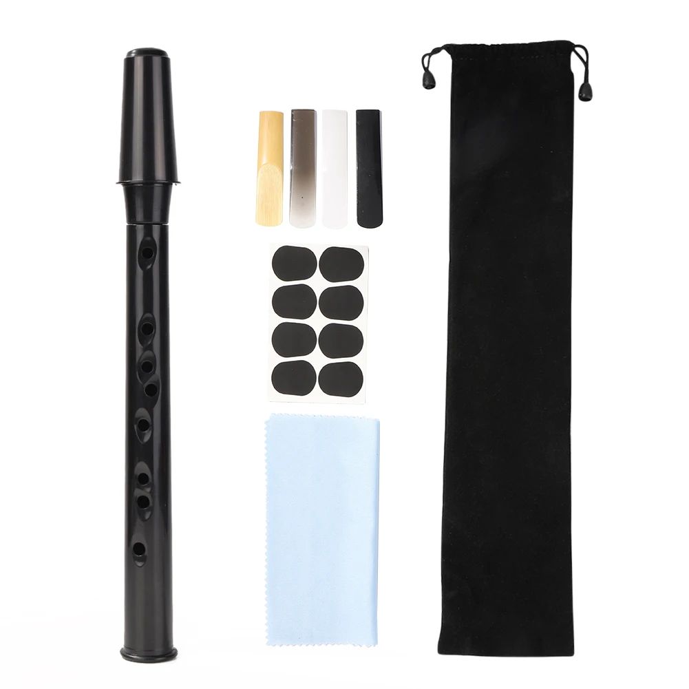 Mini Pocket Saxophone 8-Hole Mini Sax Kit With Reeds and Dental Pads Portable Woodwind Instrument Set Finger Charts Carrying Bag