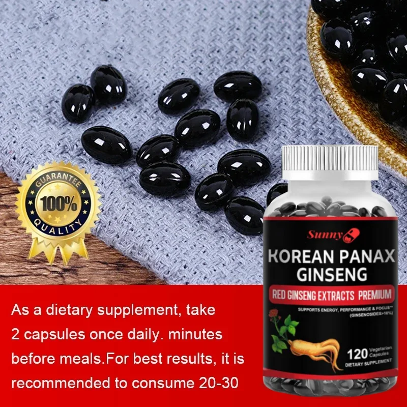 Korean Red Ginseng Extract Supplement for Enhanced Energy, Memory and Performance - for Men and Women