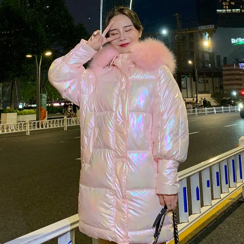 Winter Jacket Women Parka Big Fur Collar Hooded Thick Warm Long Female Coat Outwear Down Cotton Parkas Detachable fur collar