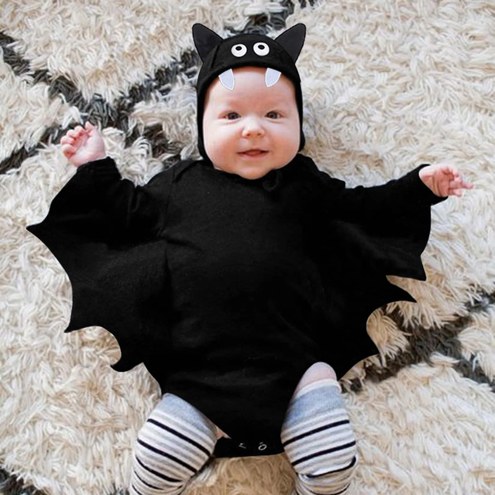 Hallowmas Costumes With Hat 0-24Month Bat Baby Cotton Rompers Halloween Toddler Adorable Animal Kid Clothes Infant Jumpsuit 2024