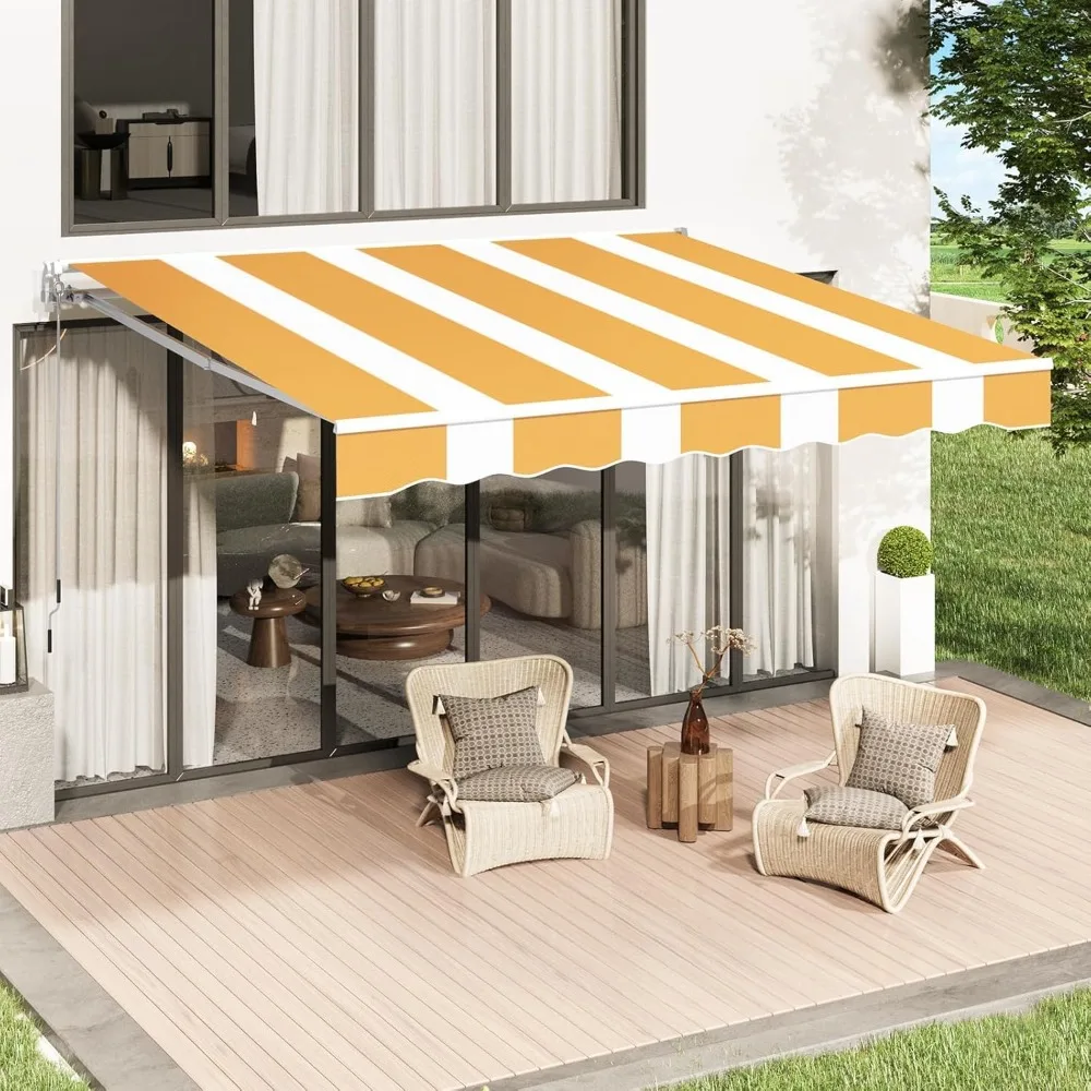 

U-MAX Retractable Awning, 13'x8' Manual Awnings for Patio Sun Shade Shelter, Water-Resistant Polyester Cover Outdoor Door Window
