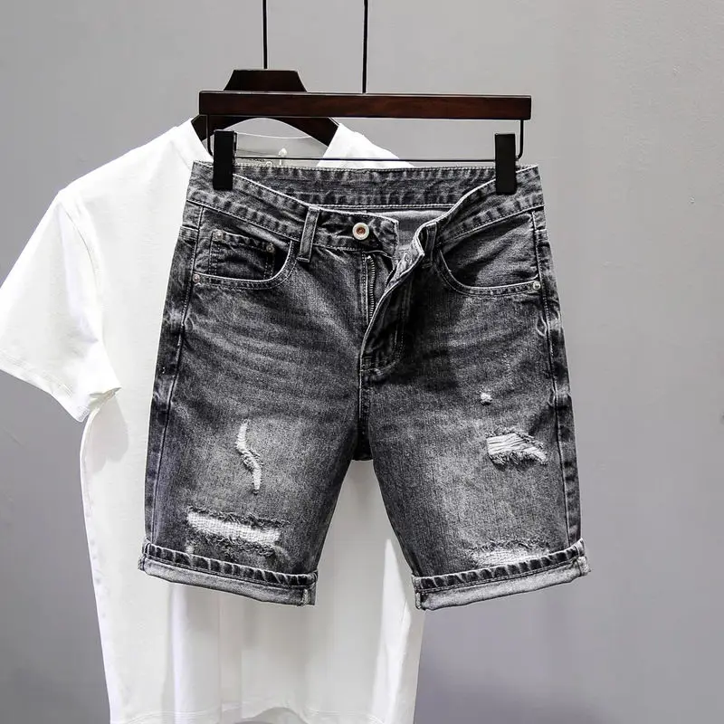 

Мужская одежда 2000-х годов, джинсовые шорты-бермуды, новые летние корейские облегающие брюки-карго с маленькими прямыми отверстиями в стиле ретро