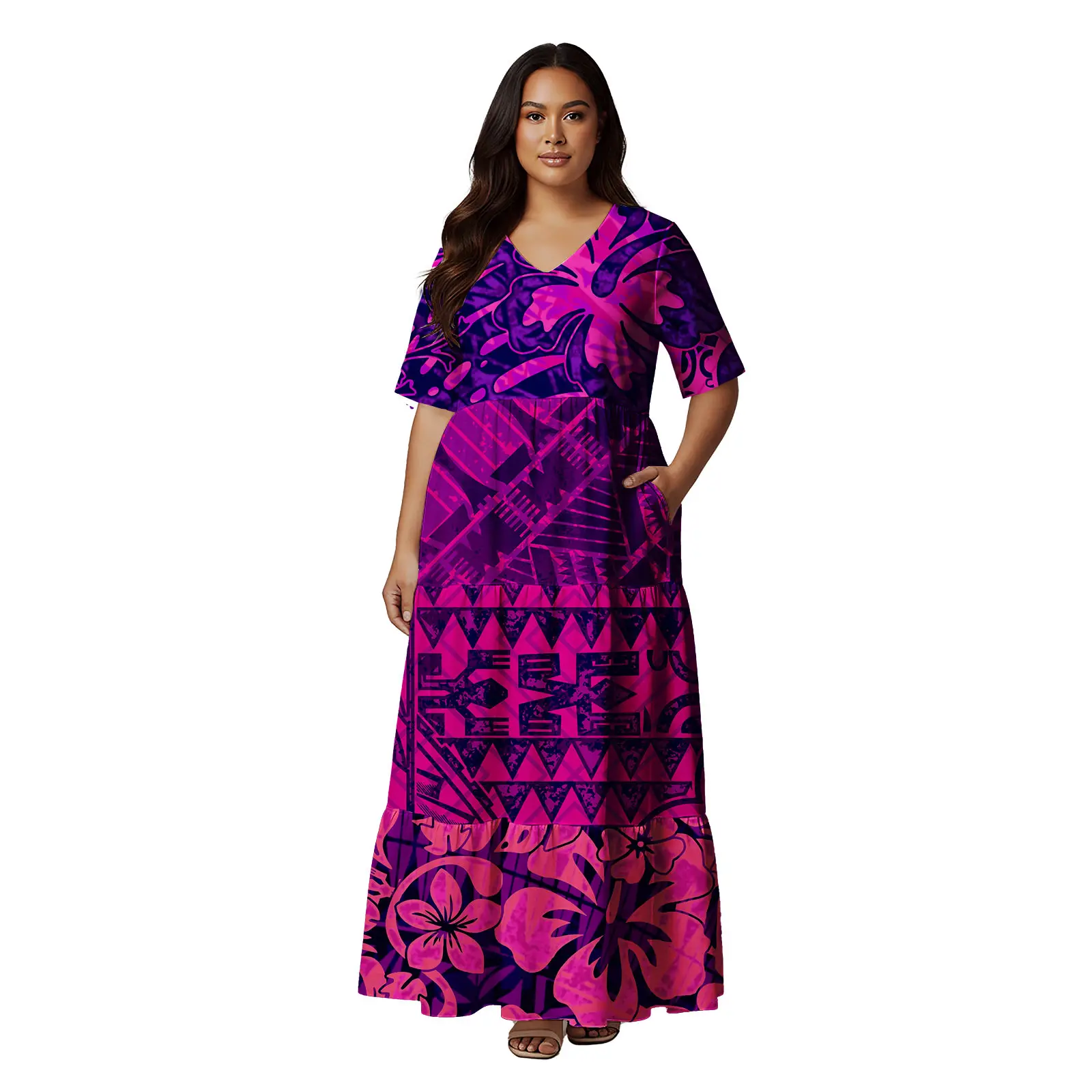 Abiti da ballo 2026 Tribal Fiji Tribal Aloha Dress Plus Size Tasche Samoa Polinesiano Business Festa di nozze Abito lungo da donna
