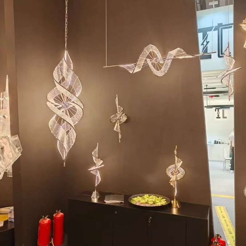 

American style Acrylic LED chandelier Remote control Spiral Table lamp Ceiling Hardware Hanging wire Adjustable for living room