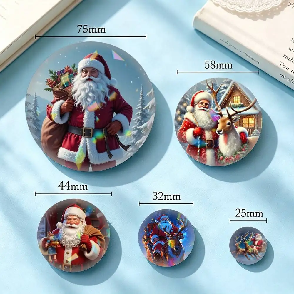 C-Christmas Santa C-Claus 25 32 44 58 75mm Badges Personalized Round Brooches Pins Accessory Gift