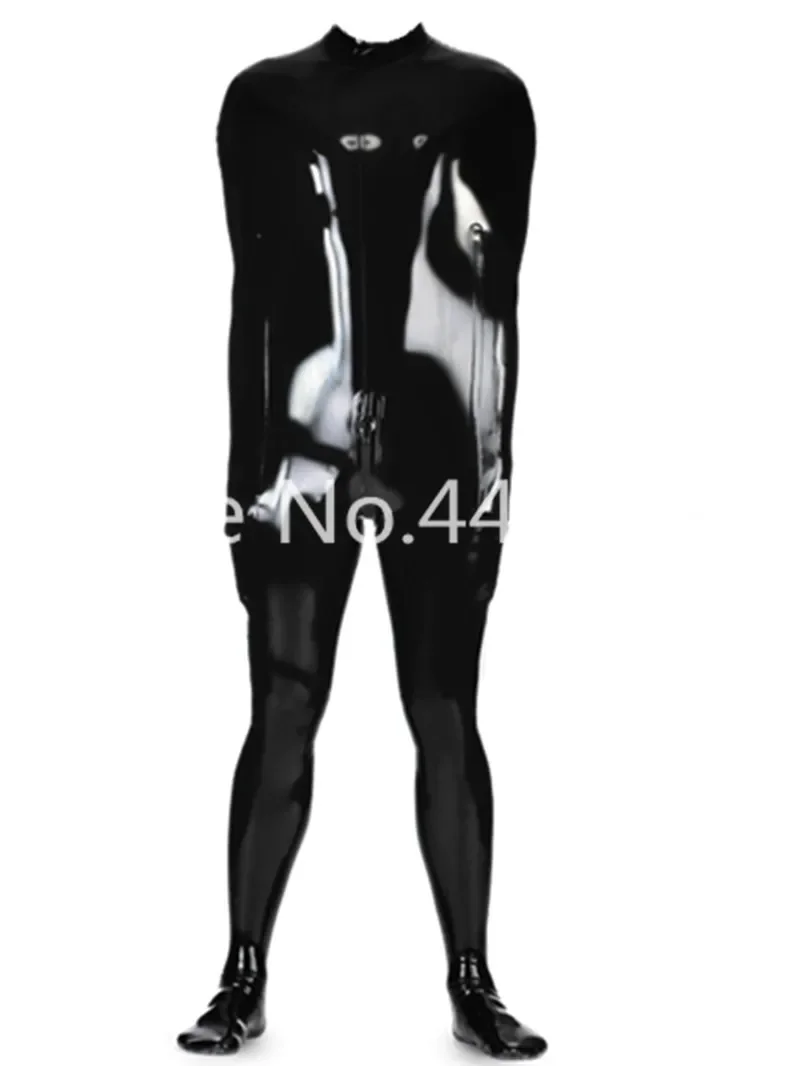 Black Nature Latex Catsuit Unisex Funny Latex Bodysuit Costumes With Back Zipper Custom Made