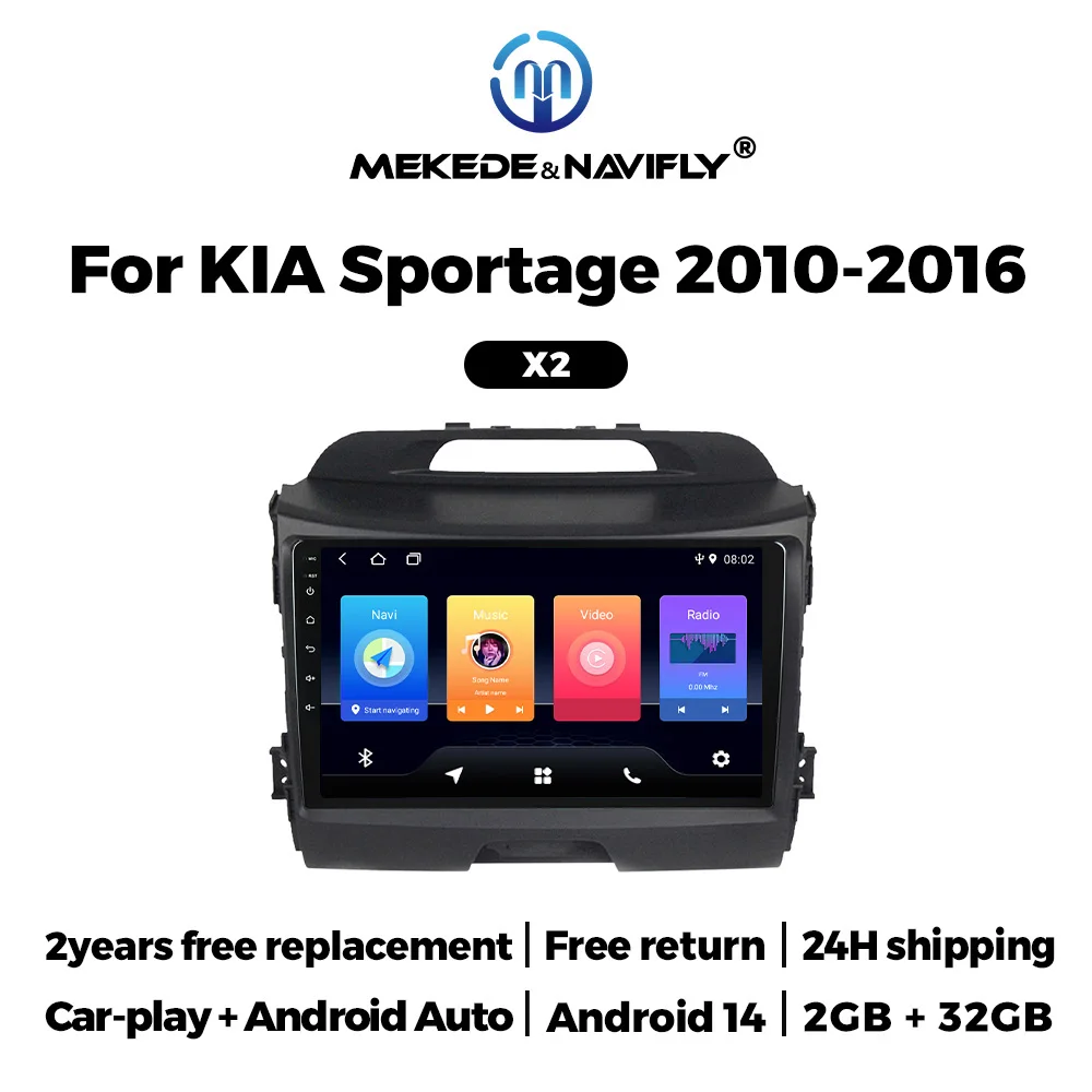

4-core 2GB+32GB Car Stereo Radio MP4 Player 9-inch For KiA Sportage car radio Carplay +Auto BT USB WIFI Car Multimedia Player