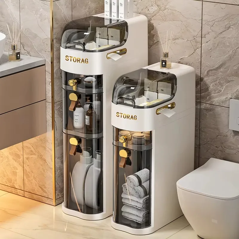 WANUO Bathroom Narrow Slit Plastic Storage Drawers Waterproof 2/3/4-Tier Plastic Storage Drawers for Narrow Spaces