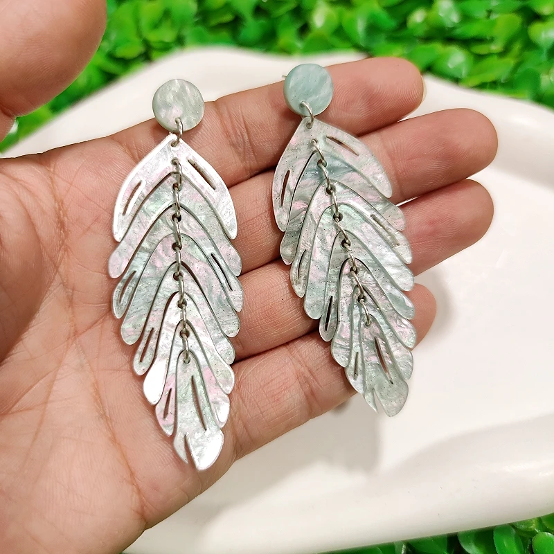 KUGUYS Acryl Bohemia Blatt-Ohrhänger für Damen, lange Blätter, Pflanzen-Serie, Schmuck, modische Strand-Accessoires, Fabrikverkauf – Detail 18