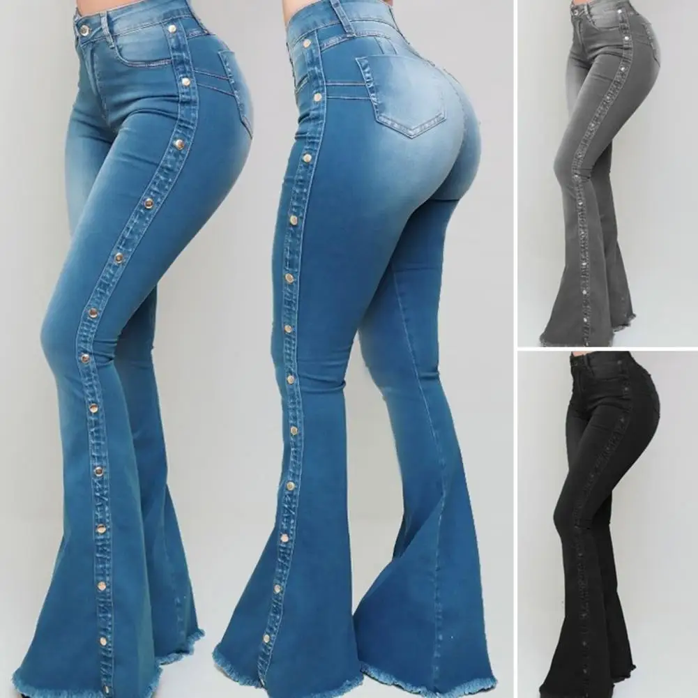 Skinny Flare Jeans  Stylish Women Wide Leg Flare Denim Trousers  Breathable Flare Jeans