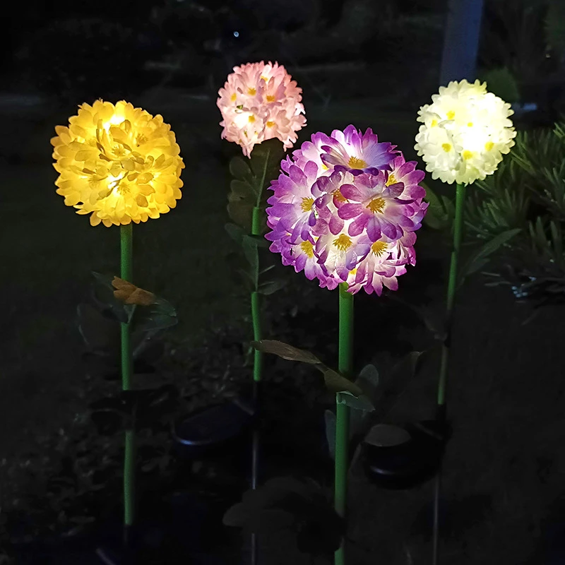 Outdoor Waterproof Courtyard Garden Simulation Flower Decoration Lawn Light LED Chrysanthemum Ground Plug-In Light Solar Plants