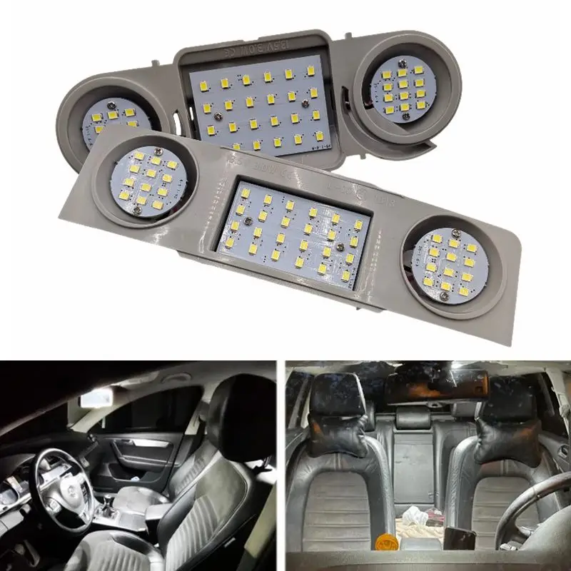 

bright 2pcs For VW Passat CC B6 B7 Golf Tiguan Touran Scirocco Skoda Superb Octavia Car Interior Dome Roof Lights 48 LED