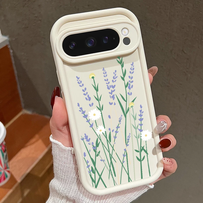 Silikonhülle mit Blumenmuster für Google Pixel 8 Pro 8A 9 Pro XL, stoßfest, Bonbonfarben, weiche TPU-Telefonabdeckung für Pixel 9 8 Pro