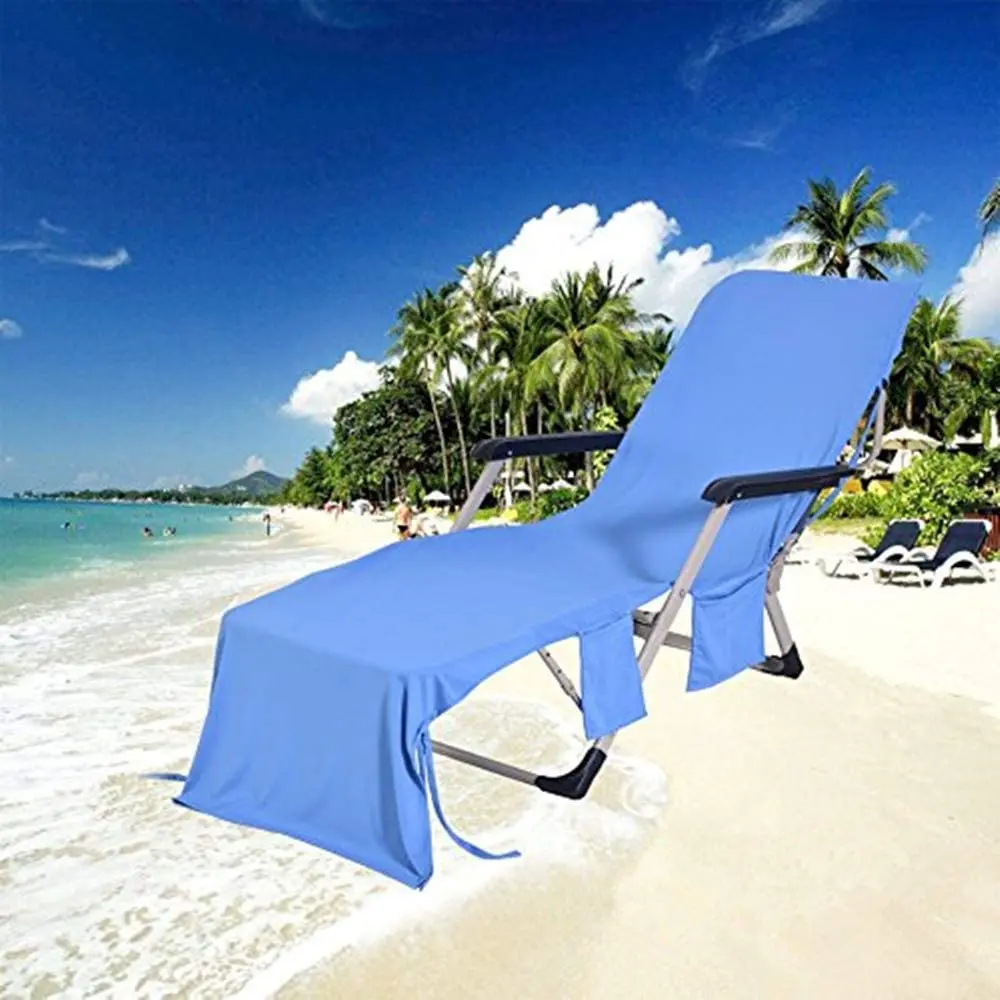 

Beach Chair Cover Towel With Side Pockets Microfiber Portable Chaise Lounge Chair Towel For Pool Garden Sun Lounger Sunbathing