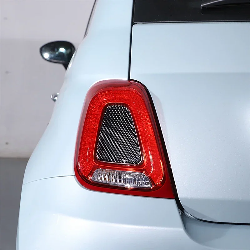 For Fiat 500 For Abarth 695 2017-2023 Soft Carbon Fiber Rear Tail Light Cover Decorative Sticker Protection Car Accessories