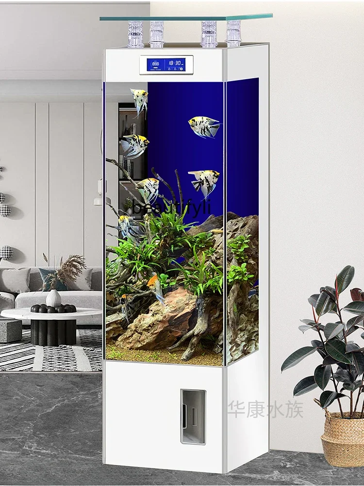 

Super White Glass Fish Tank Living Room Small Vertical Floor Ecological Fish Globe Intelligent Aquarium