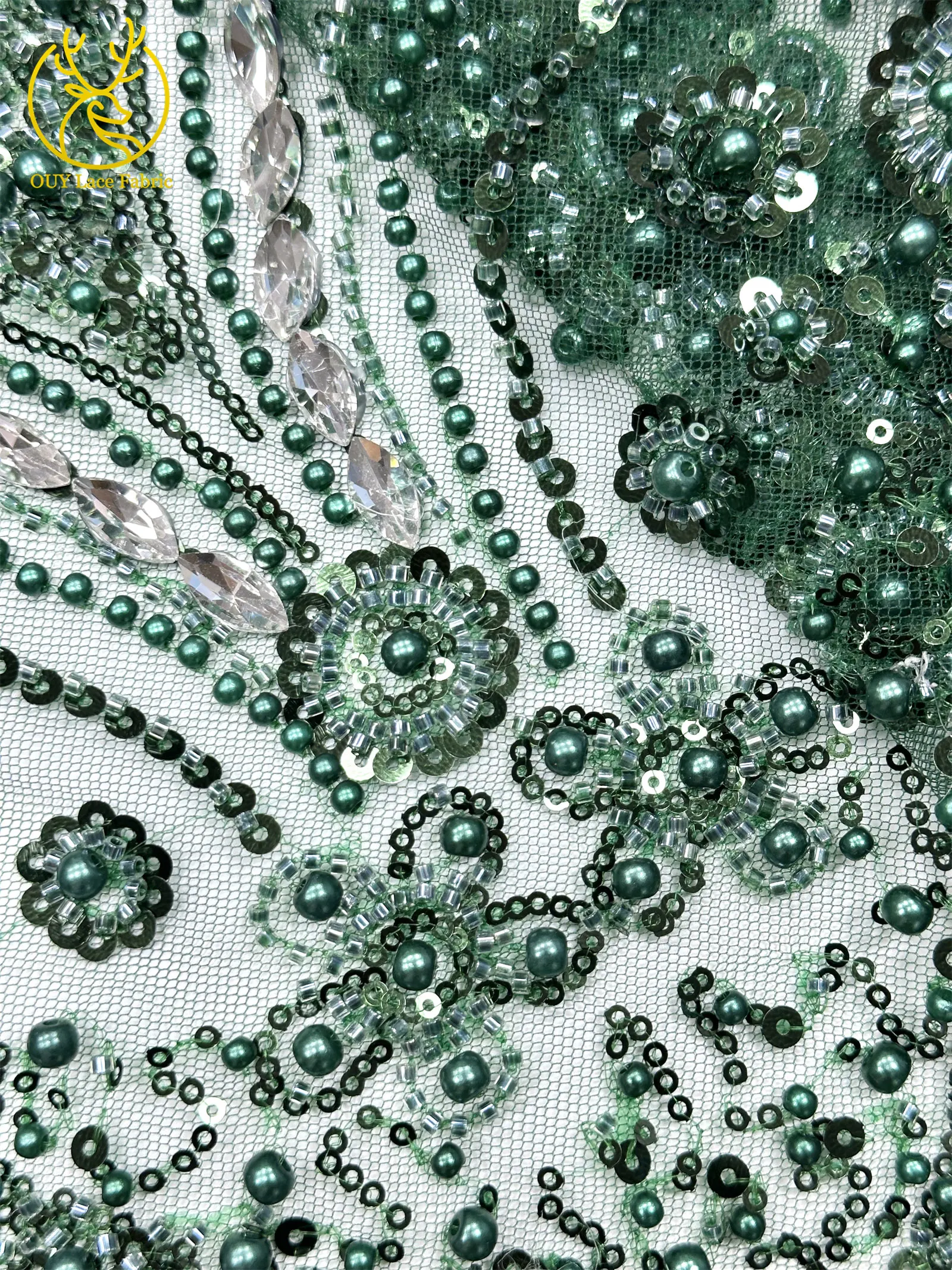 Luxuriöser königlicher lila afrikanischer handgefertigter Perlen-Spitzenstoff, französischer Pailletten-Stein-Tüll-Spitzenstoff für Hochzeitskleid-Design – Detail 35