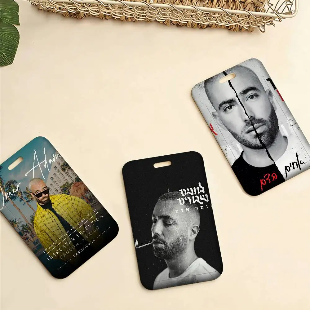 Singer Omer Adam 1pc Credit Card Holders Bank Card Neck Strap Card Bus ID Holder Students Identity Badge With Lanyard