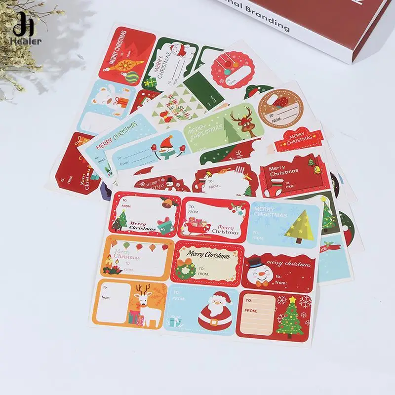108Pcs/12Sheets Christmas Stickers Packaging Sealing Labels Baking Gift Decor
