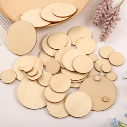 20-60mm 1 Pack Nature Unfinished Wood Chip Round Polished Base Handmade Wood DIY Handicrafts Wedding Party Painting Decoration