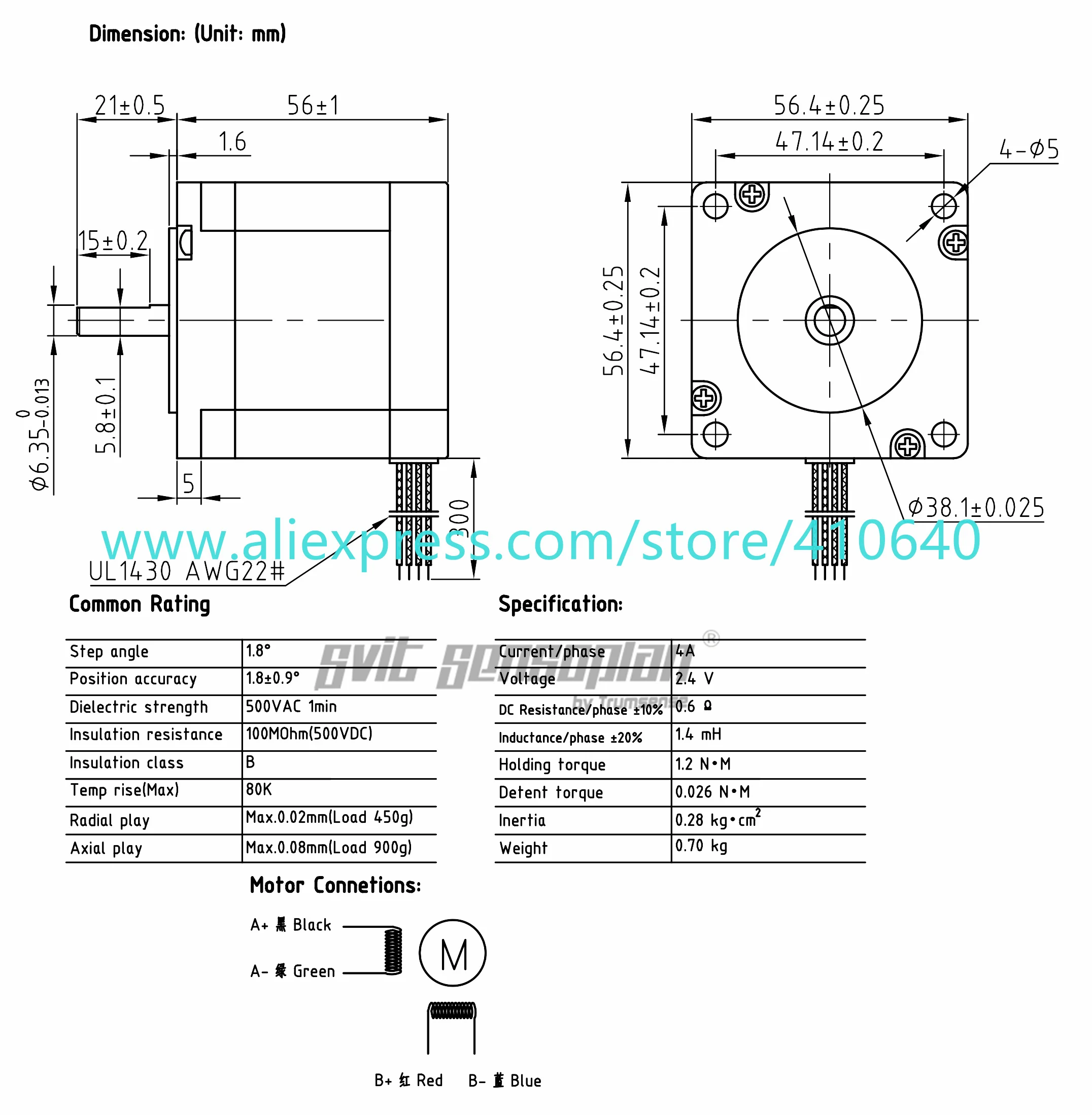 Genuine Leadshine Stepping Motor NEMA 23 57CM12X 4 A 1.2 N.m Holding Torque 56 mm Length 1.8 Degree Smoother Operation