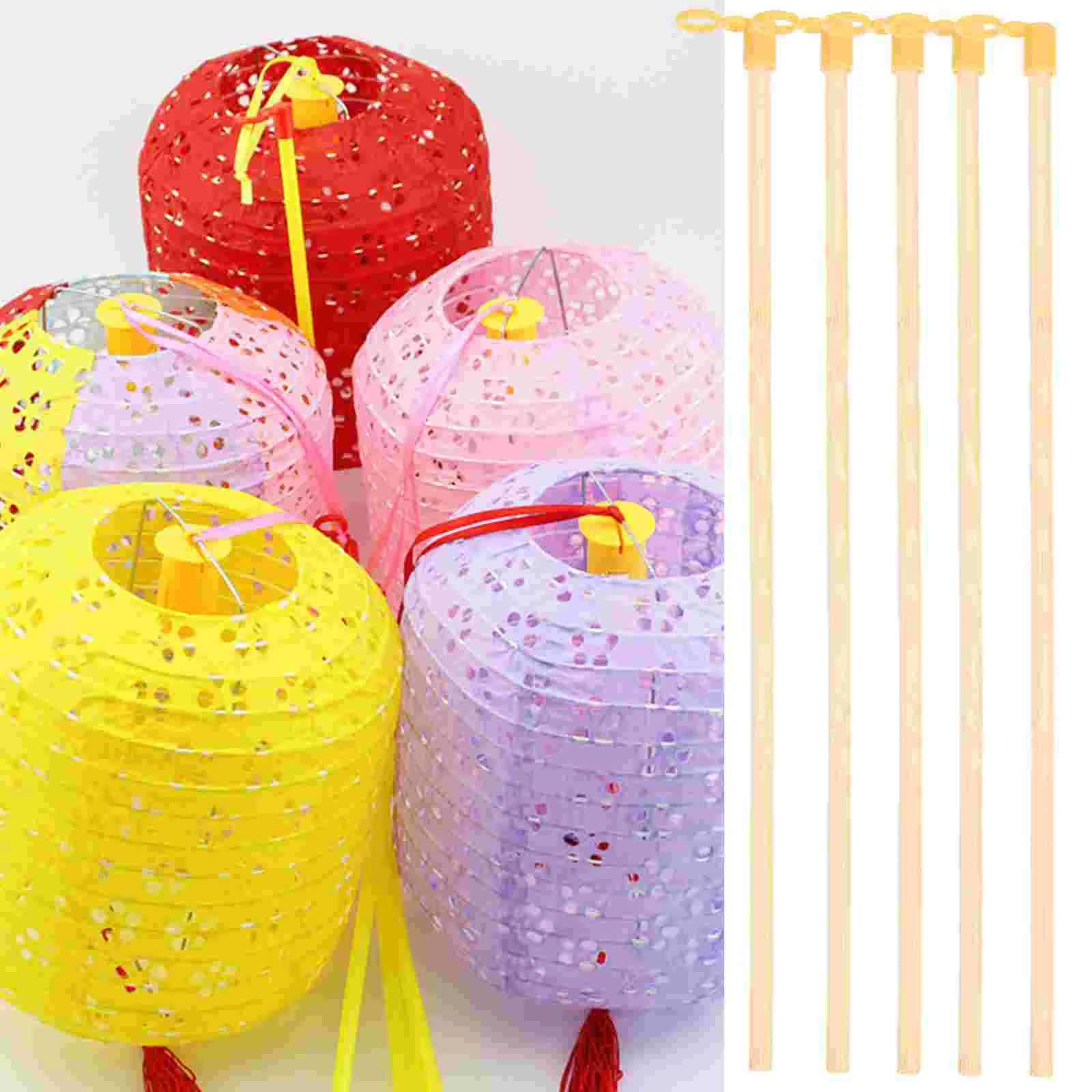 35 Pcs Lantern Handle Making Materials Paper Poles Lanterns Wooden Abs Stable Stick Handles Child Student