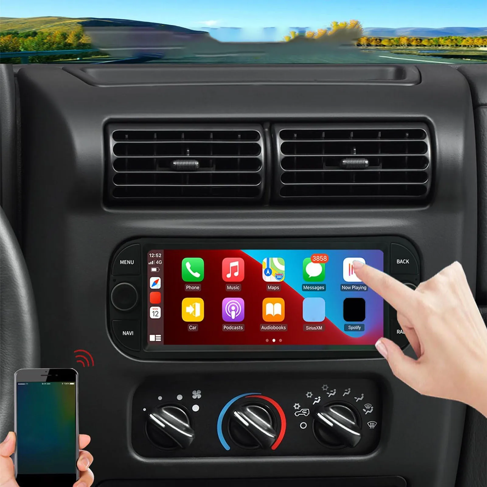 Touchscreen Car Radio 1024x600 Car Radio Split Screen Function 6.86 Inch  Screen Wireless Fidelity Bluetooth for Android 13