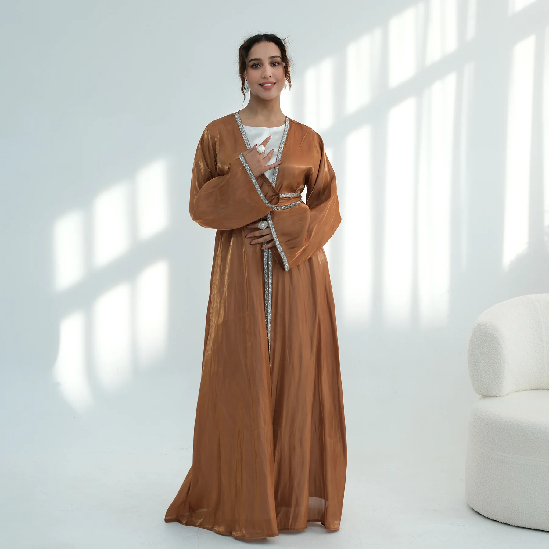 

Женское мусульманское платье-кимоно в дубайском стиле, абайя, кардиган, кебая, кафтан, марокканское платье, исламская джалабия, скромное длинное платье, Турция