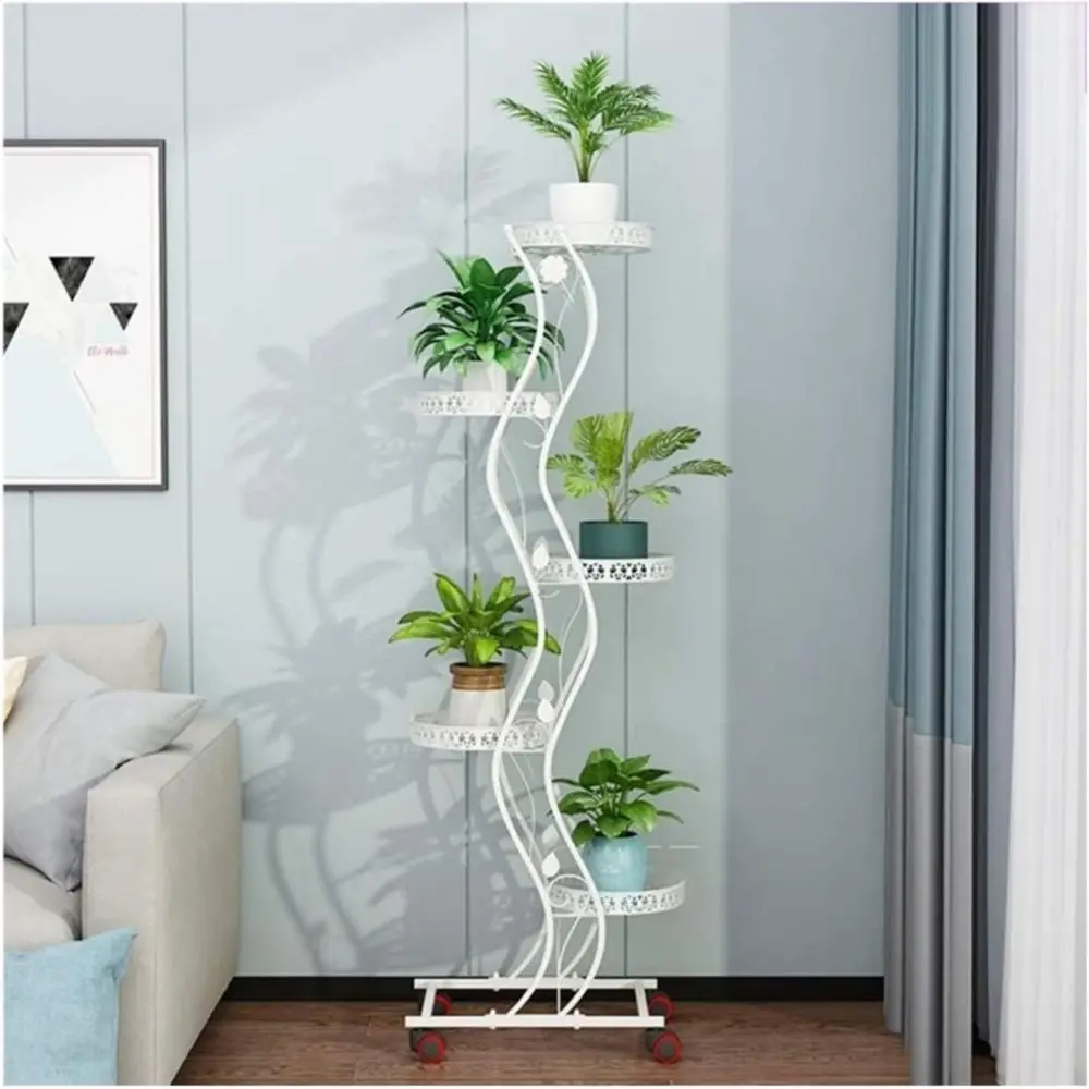 

Многоярусная металлическая подставка для растений для использования в помещении и на улице с колесами