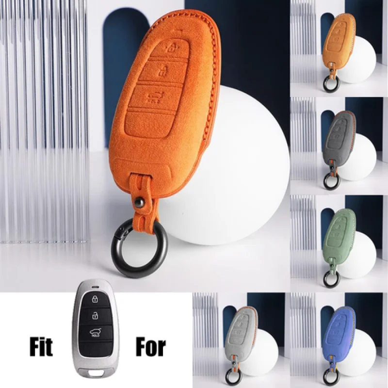 

3-кнопочный замшевый кожаный чехол для ключей от автомобиля для Hyundai Sonata Santa Fe Tucson