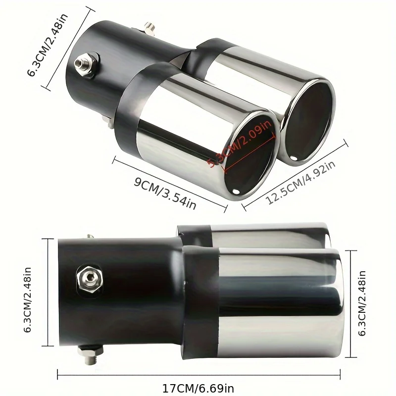 Automotive dual exhaust pipe head chrome stainless steel automotive exhaust muffler head rear tailpipe automotive accessories - Image 4