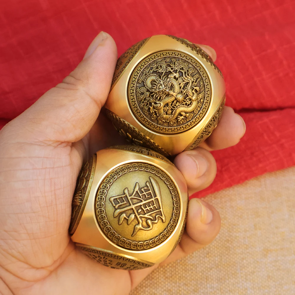 

EDC Brass Dragon Dice Fidget Spinner Desk Decoration Six Sided Rotatable Lucky Decompress Copper Beads Souvenir