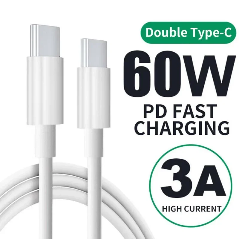 USB Type C Cable PD Fast Charge Public to Public CTOC Double Headed 60W for Huawei Charging Cable Mobile Phone 3A Wholesale