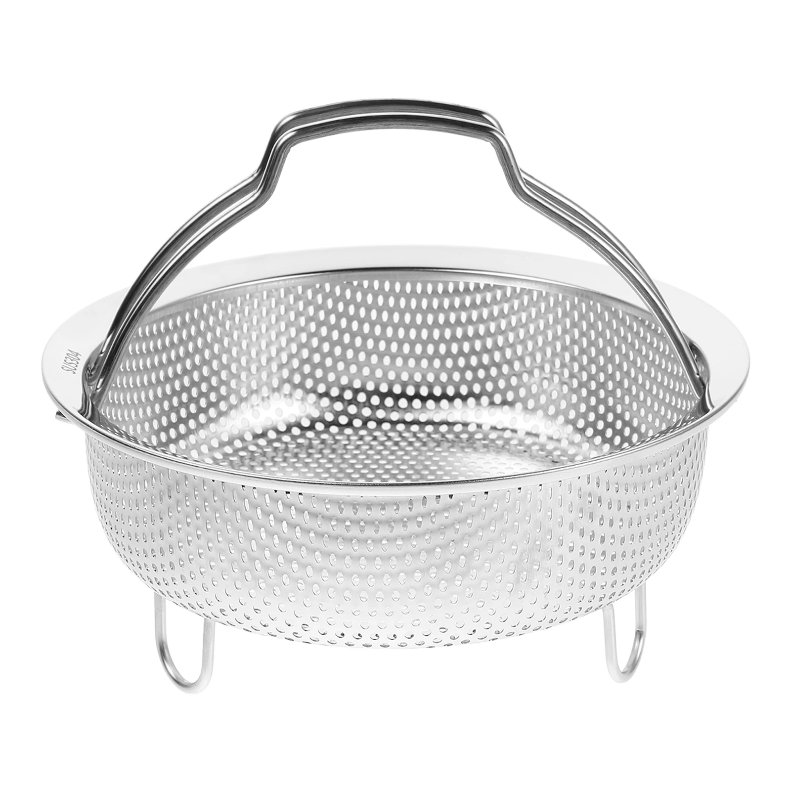 

Drain Basket Mesh Strainer with Handle Metal Steamer Insert Food Steaming Silver
