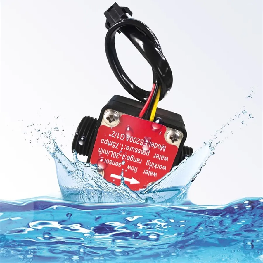 Water Fuel Flow Meter Sensor Counter Hall Flowmeter Pool Float Switch for Water Heater Credit Card Machine G1/2 1-30L/min