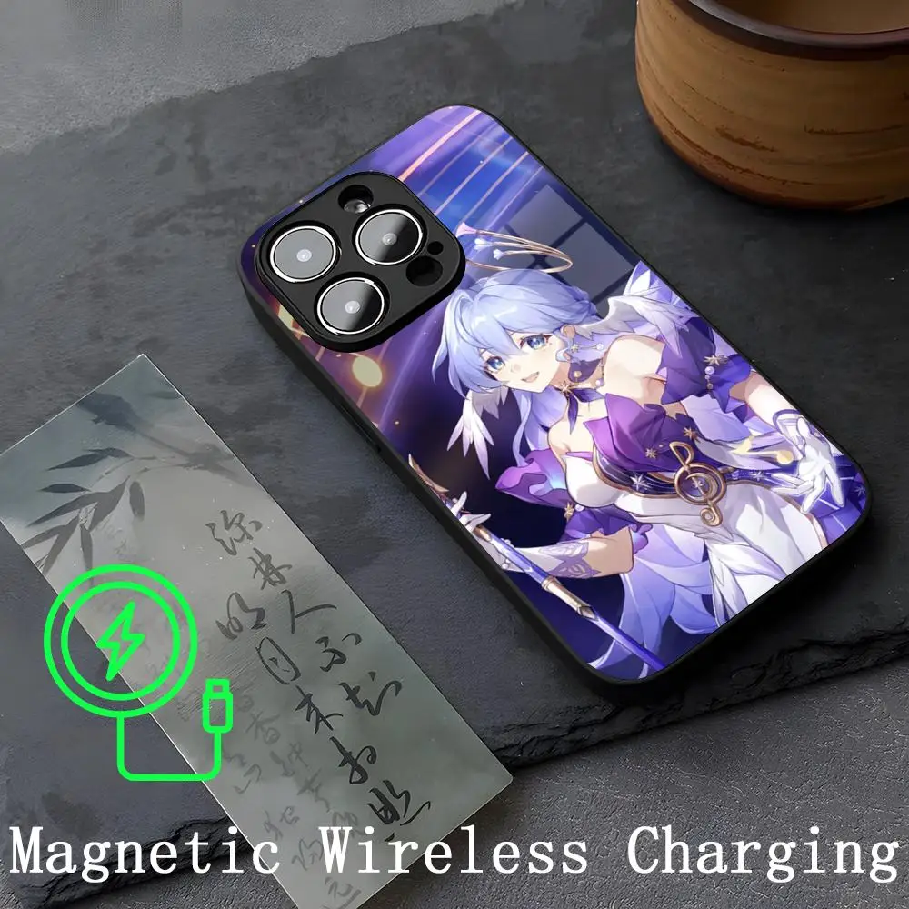 Honkai Star Rail Robin Phone Case Strong Magnetism Glass For iPhone 14ProMax 15 13 12 15 11 Pro XS Max Plus Mini Coque