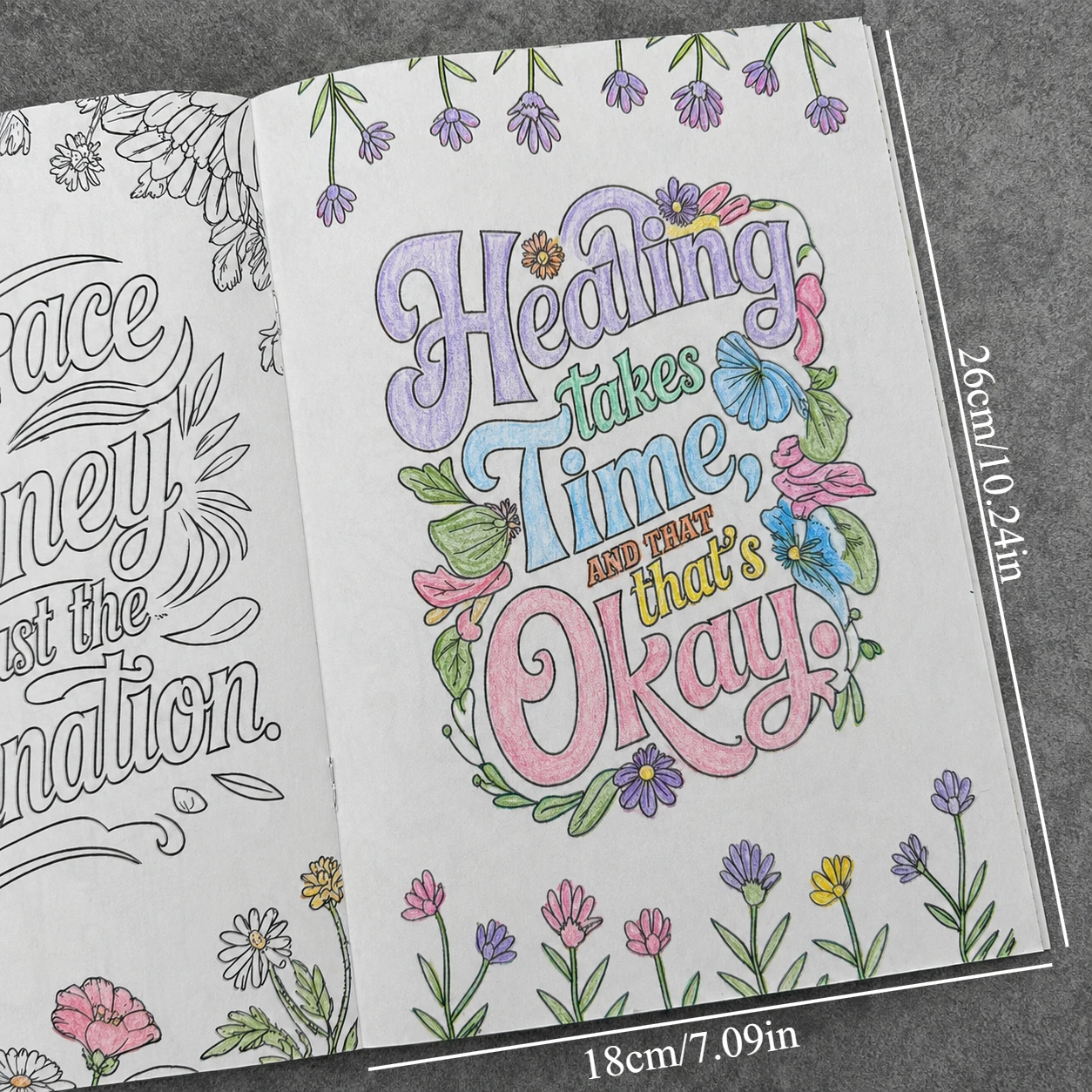 32 Pages Mental Health Coloring Book, Stress‑Relief Floral Colouring Workbook, Relaxing Anxiety Relief Art Activity Book