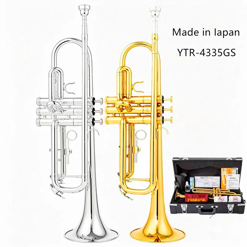 Made in Japan quality 4335GS Bb Trumpet B Flat Brass Silver Plated Professional Trumpet Musical Instruments with Leather Case