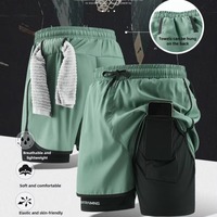 Men Running Shorts Gym Sports 2 in 1 Camo Quick Dry Workout Training Gym Fitness Jogging Short Sweatpants Summer Men Sportswear