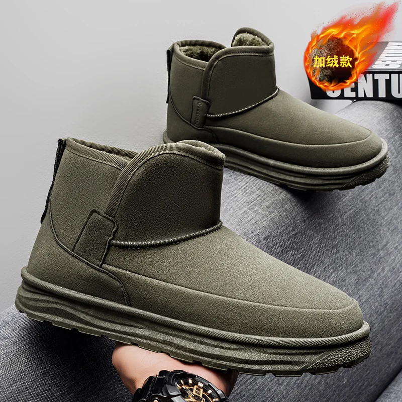 

Зимние мужские зимние ботинки, плюшевые мужские ботильоны, теплая теплая термоизолированная обувь на плоской подошве с высоким берцем, нескользящая уличная повседневная обувь на флисовой подкладке