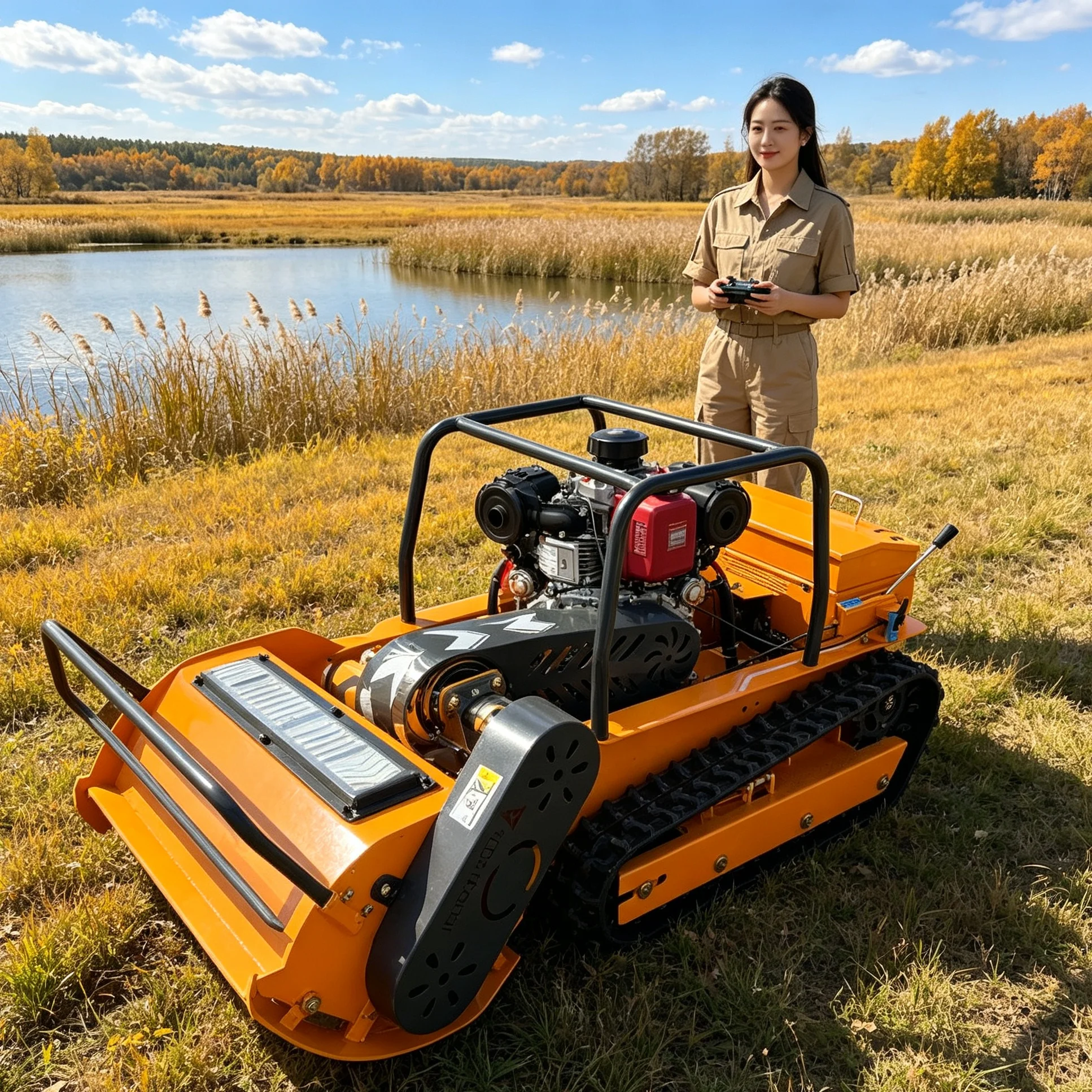 Customized for hilly vineyard 1200mm tracked self‑propelled lawn mower, self‑propelled design to reduce working burden