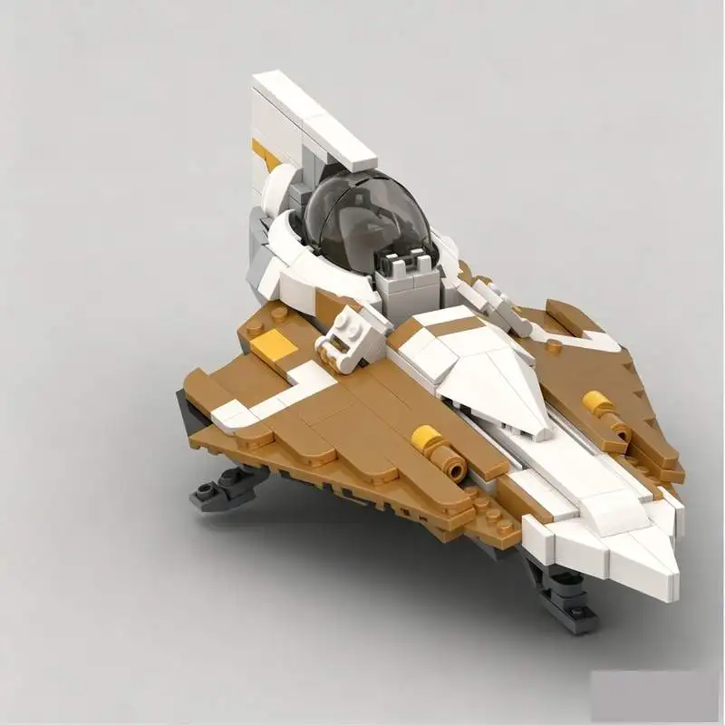 476PCS Khaki White Sci Fi Interceptor Starfighter Block Model Educational Toy For Birthday Home Collection Festival Display Gift